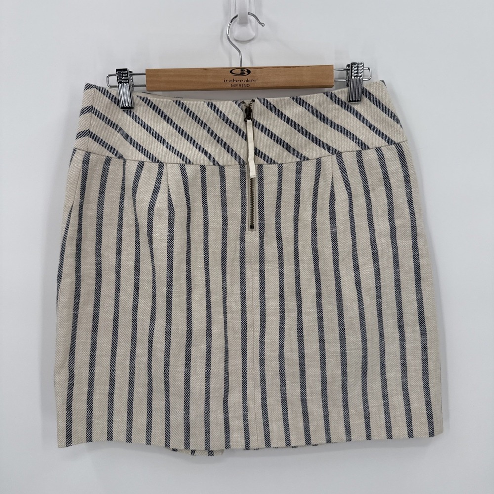 J. Crew Womens Striped 100% Linen Faux Wrap Mini Skirt Size 6 Preppy Coastal - Picture 3 of 7